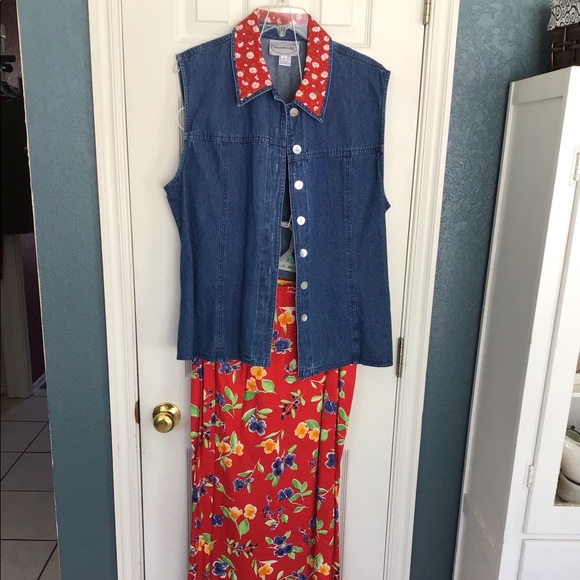 Women’s Stonebridge Two-piece Denim & Cotton Set with Wrap-Around Skirt - Picture 1 of 16